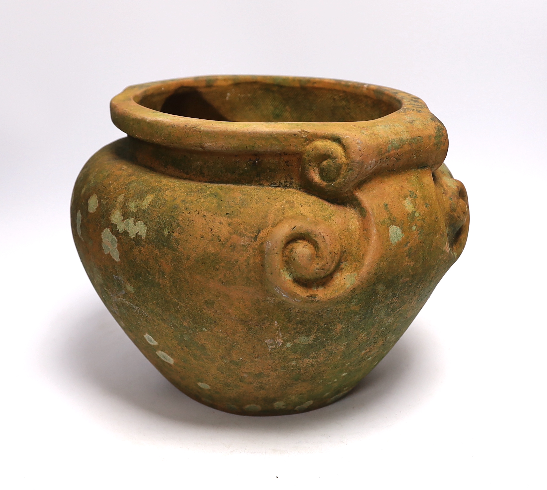 A Compton terracotta scroll jardiniere, 32cm wide